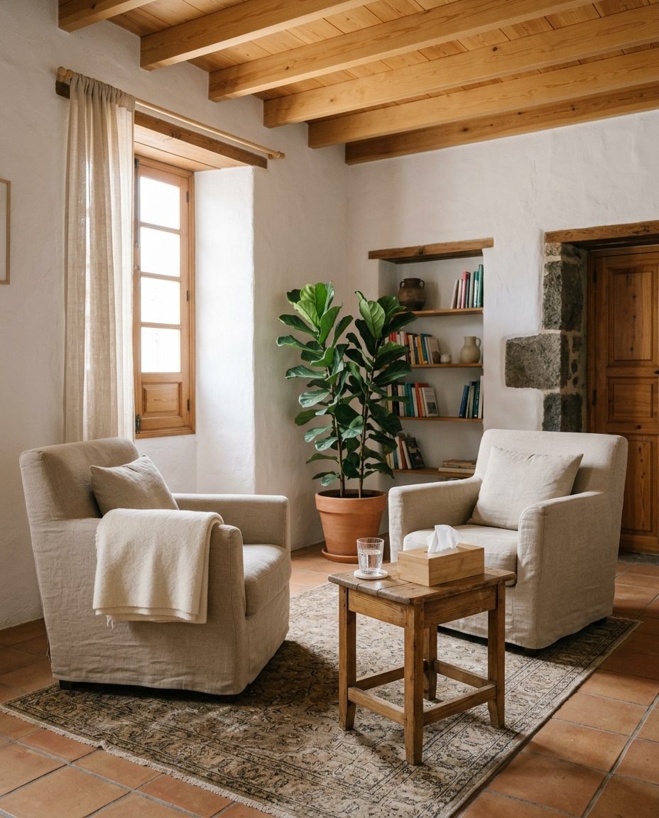 Consulta luminosa y acogedora en una casa canaria restaurada